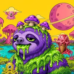 Oozlings #1007, Slime Sloth · Turquoise Swamp