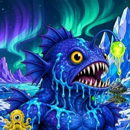 Oozlings #1013, Anglerfish · Aurora Ice
