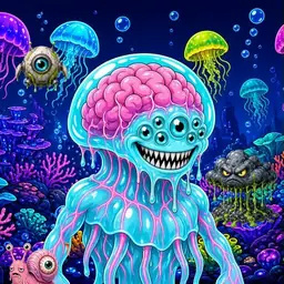 Oozlings #1018, Jellyfish Brain · Glow Reef