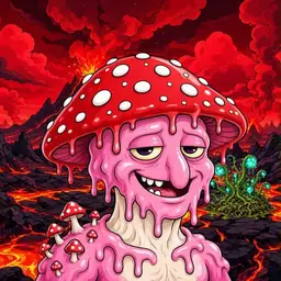 Oozlings #1019, Mushroom Head · Lava Fields