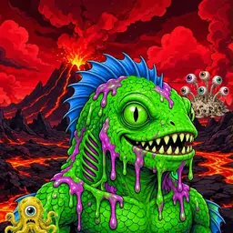 Oozlings #1025, Mutated Swamp Fish · Lava Fields