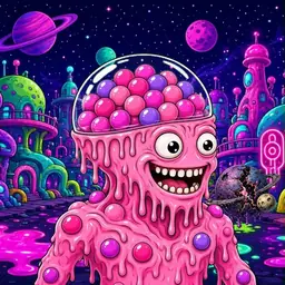 Oozlings #1036, Gumball Brain · Neon City