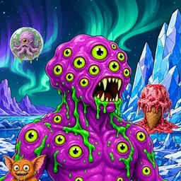 Oozlings #1039, Mutated Eyeball Cluster · Aurora Ice