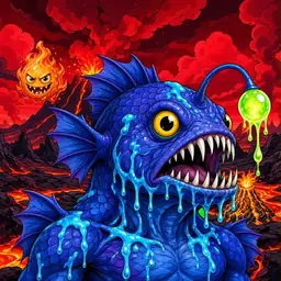 Oozlings #1044, Anglerfish · Lava Fields