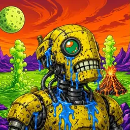 Oozlings #1049, Mutated Rusty Robot · Acid Lake