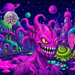 Oozlings #105, Squid · Neon City
