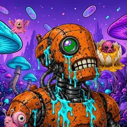 Oozlings #1053, Rusty Robot · Fungus Forest