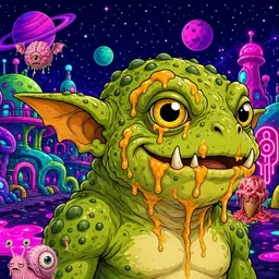 Oozlings #1055, Toad Goblin · Neon City