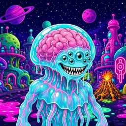 Oozlings #1057, Jellyfish Brain · Neon City