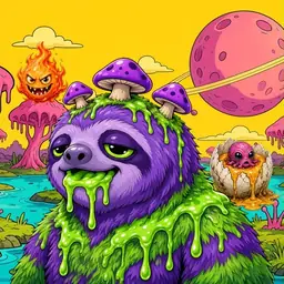 Oozlings #1060, Slime Sloth · Turquoise Swamp