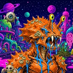 Oozlings #1067, Mutated Crab · Neon City