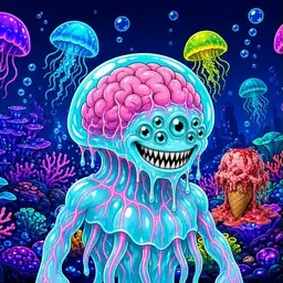 Oozlings #1076, Jellyfish Brain · Glow Reef