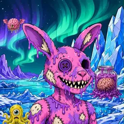 Oozlings #1080, Zombie Bunny · Aurora Ice