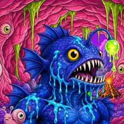 Oozlings #1084, Anglerfish · Flesh Cave