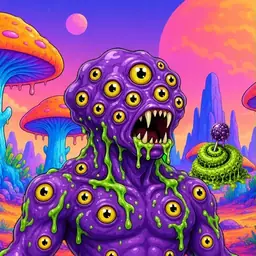 Oozlings #1085, Eyeball Cluster · Mushroom Desert