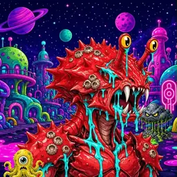 Oozlings #1086, Crab · Neon City
