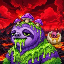 Oozlings #1098, Slime Sloth · Lava Fields