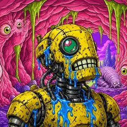 Oozlings #1107, Mutated Rusty Robot · Flesh Cave