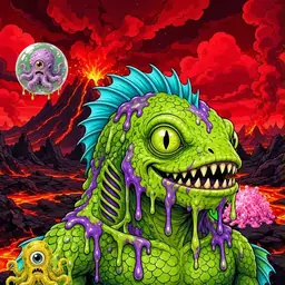 Oozlings #1109, Swamp Fish · Lava Fields