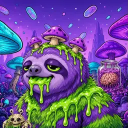 Oozlings #1112, Slime Sloth · Fungus Forest