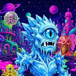 Oozlings #1134, Ice Cyclops · Neon City