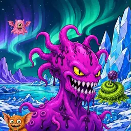 Oozlings #1138, Squid · Aurora Ice