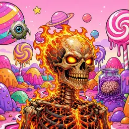 Oozlings #1141, Fire Skull · Candy Planet
