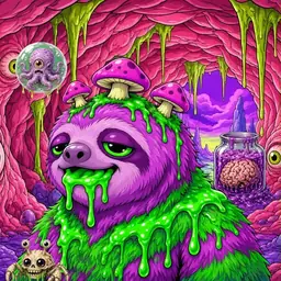 Oozlings #1145, Mutated Slime Sloth · Flesh Cave