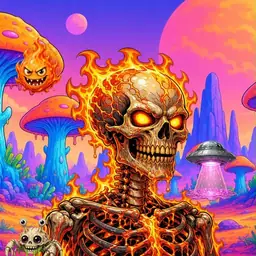 Oozlings #1156, Fire Skull · Mushroom Desert