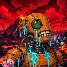 Oozlings #1157, Rusty Robot · Lava Fields
