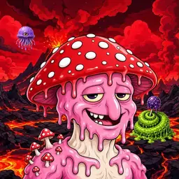 Oozlings #1159, Mushroom Head · Lava Fields