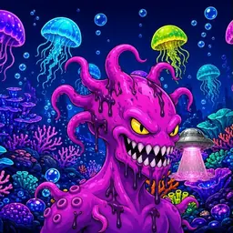 Oozlings #116, Squid · Glow Reef