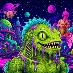 Oozlings #1167, Swamp Fish · Neon City