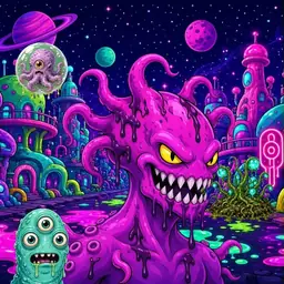 Oozlings #1168, Squid · Neon City