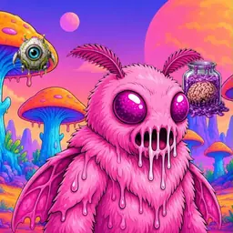 Oozlings #117, Mutant Moth · Mushroom Desert