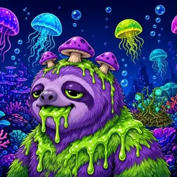 Oozlings #1172, Slime Sloth · Glow Reef