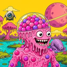 Oozlings #1176, Gumball Brain · Turquoise Swamp