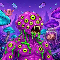 Oozlings #1178, Mutated Eyeball Cluster · Fungus Forest