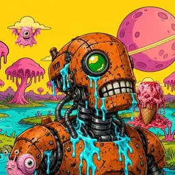 Oozlings #1182, Rusty Robot · Turquoise Swamp