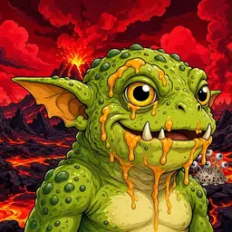Oozlings #1184, Toad Goblin · Lava Fields