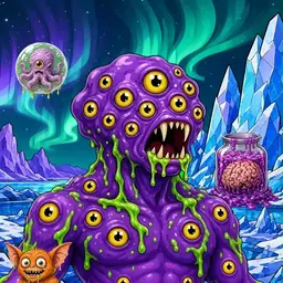 Oozlings #1186, Eyeball Cluster · Aurora Ice
