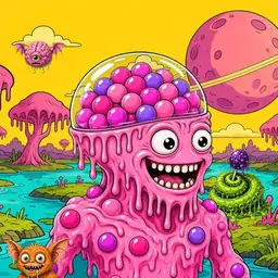 Oozlings #1187, Gumball Brain · Turquoise Swamp