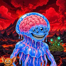 Oozlings #1193, Mutated Jellyfish Brain · Lava Fields