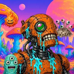 Oozlings #1194, Rusty Robot · Mushroom Desert