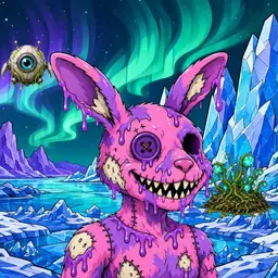 Oozlings #1196, Zombie Bunny · Aurora Ice