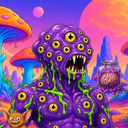 Oozlings #1201, Eyeball Cluster · Mushroom Desert