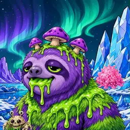 Oozlings #1204, Slime Sloth · Aurora Ice