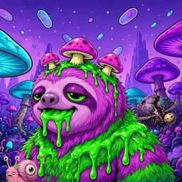 Oozlings #1218, Mutated Slime Sloth · Fungus Forest