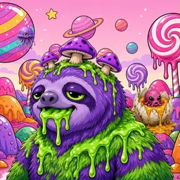 Oozlings #1220, Slime Sloth · Candy Planet
