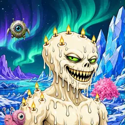 Oozlings #1221, Candle Wax · Aurora Ice